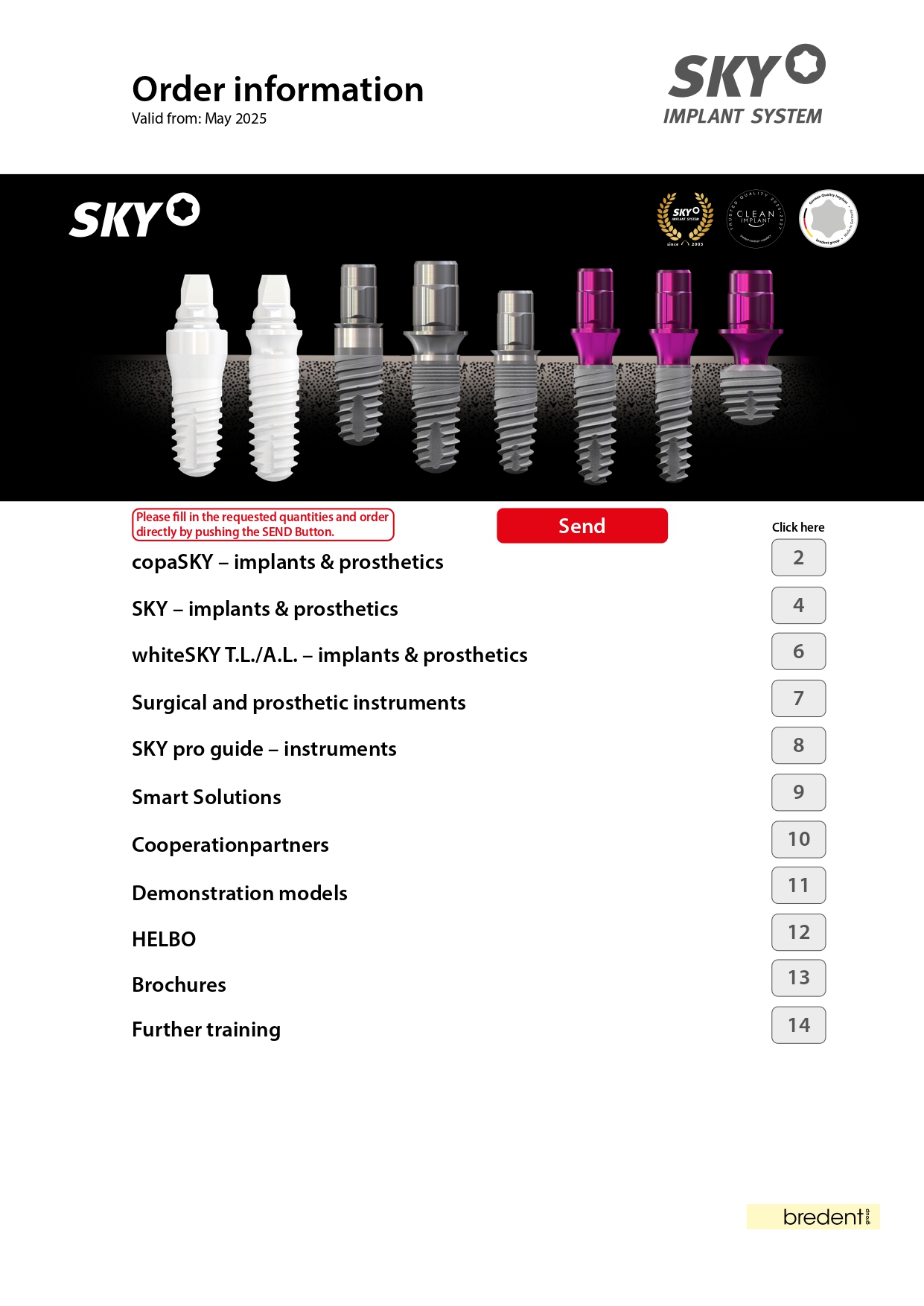 SKY Implant system – Order information – Brochure cover